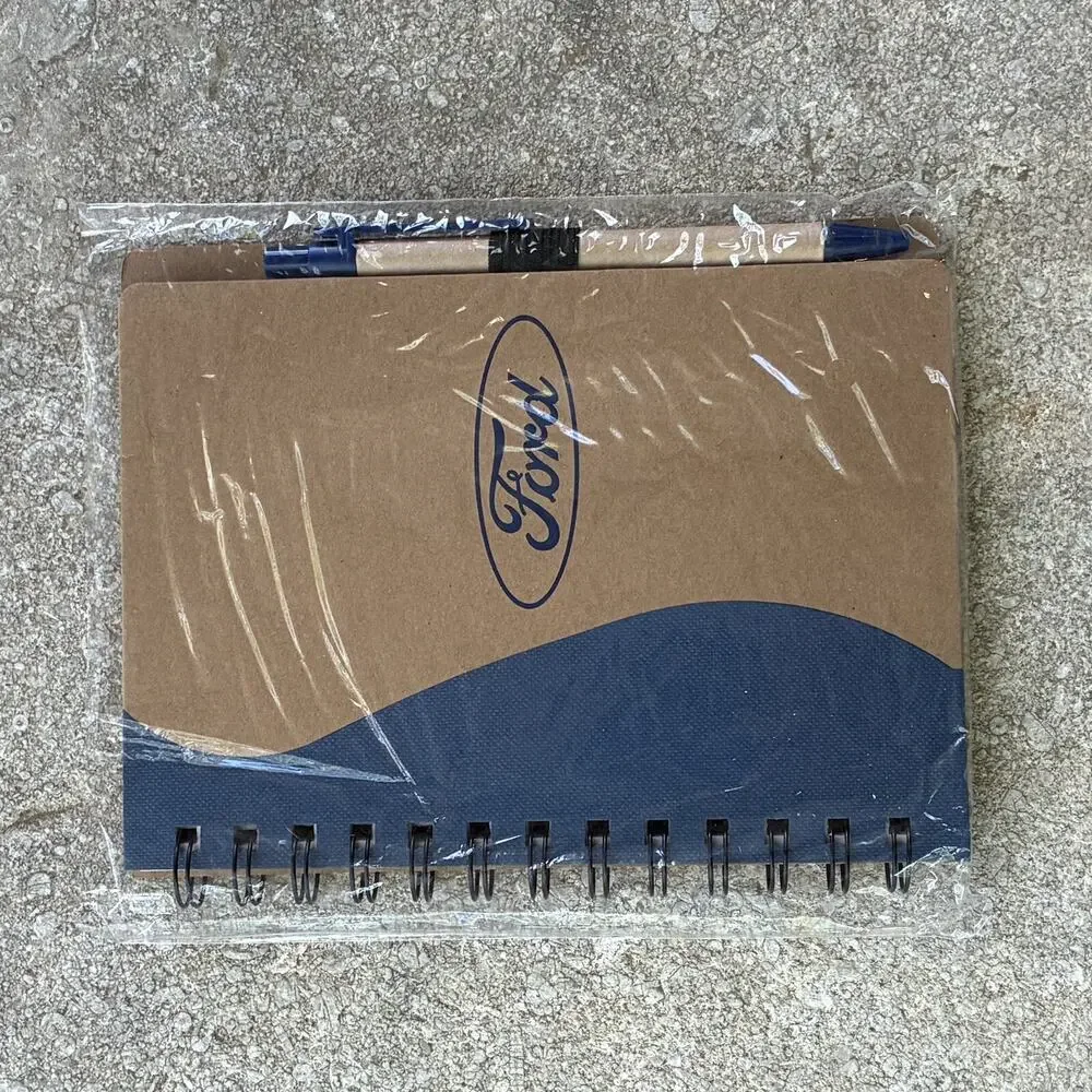 Ford Mini Spiral Notebook With Pen Blue Brown Recycled Materials Notes Journal